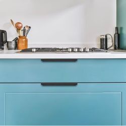 Hardware 20 Pack Black Cabinet Handles, 7.8 Inch (200mm) Finger Edge Pulls, 6-1/4 Inch Hole Center, Finger Pulls For Cabinets