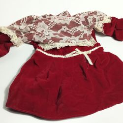 Vintage Doll Clothes Cranberry Dress Outfit. Fits For America Girl Or 18" Doll
