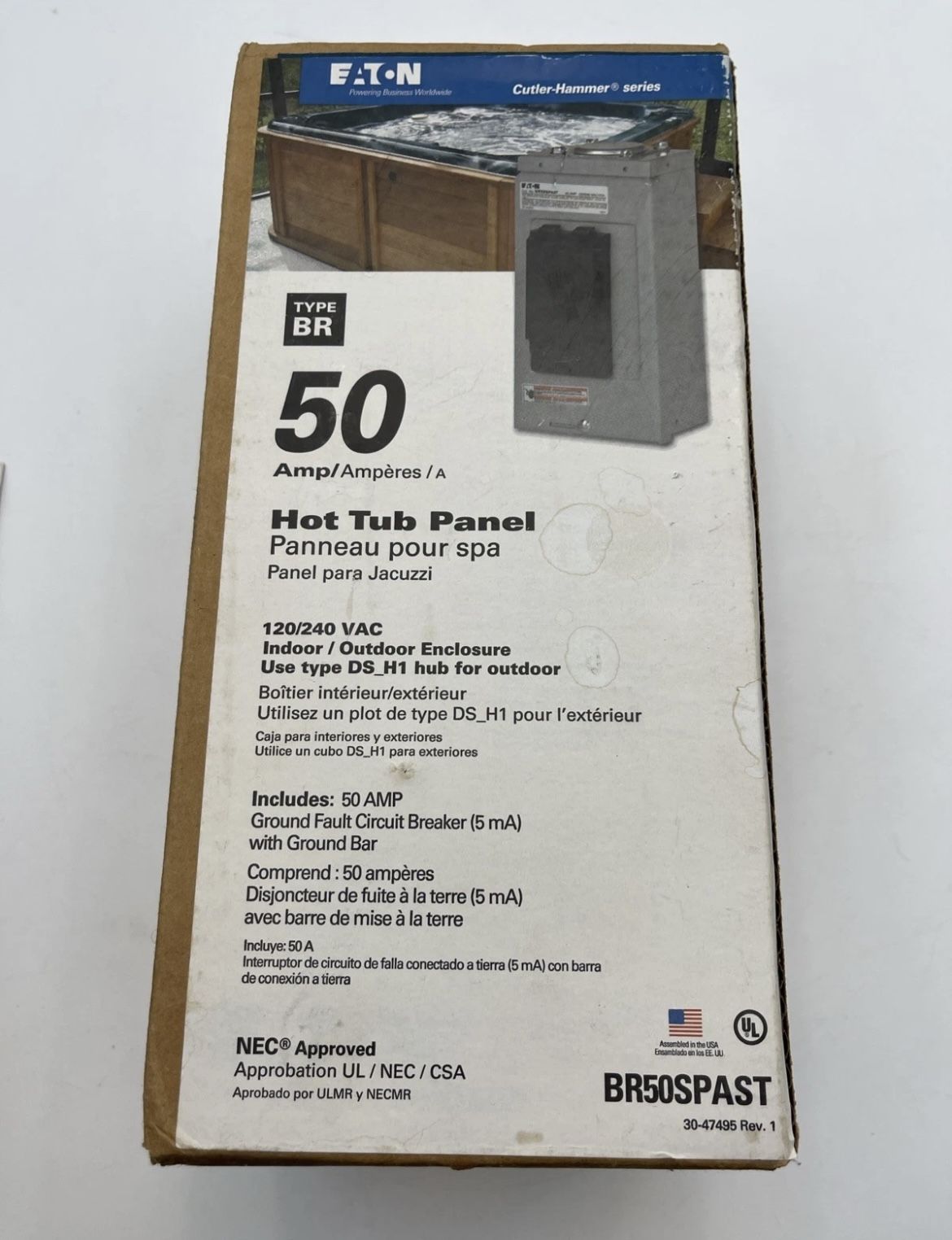 Eaton BR50SPAST Cutler Hammer Series 50 Amp Hot Tub Panel Type BR New