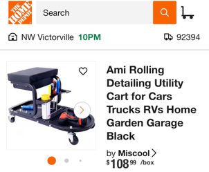 Rolling Detailing Utility Cart for Cars Trucks RVs Home Garden Garage Black