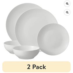 Mainstays Glazed White Stoneware Dinnerware Set, 23-Pieces
