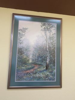 A Beautiful Walk Through The Forest Print With Metal Frame 