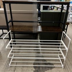 SONGMICS Shoe Rack 3-Tier Organizer Metal Storage Shelf - Pearl White