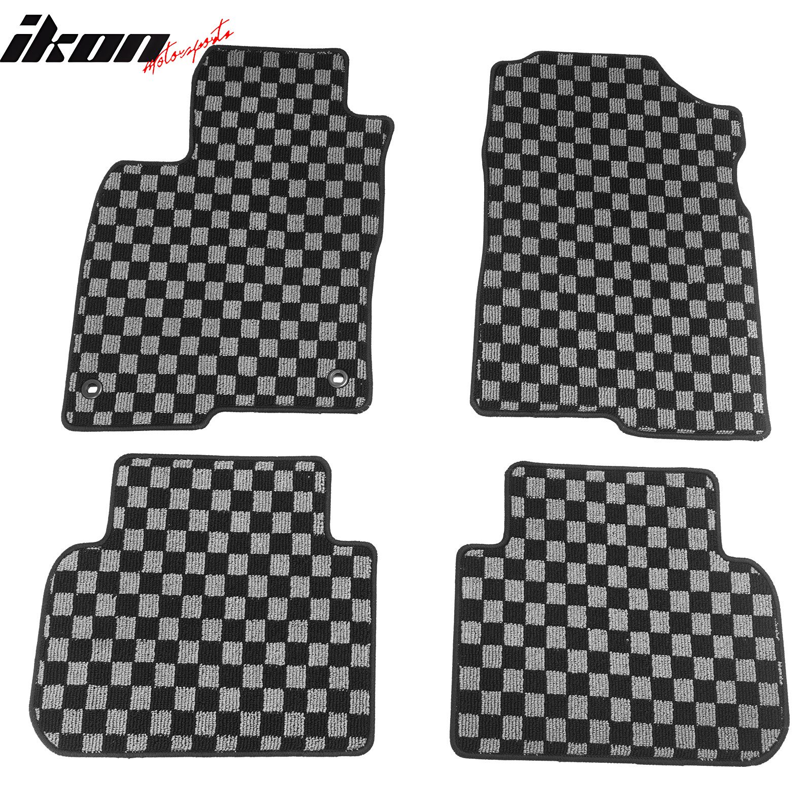 Fits 2022-2026 Honda Civic & Integra Floor Mats Carpets Checkered Black Gray Plaid