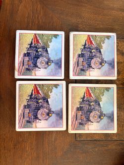 Matching train engine coasters x4