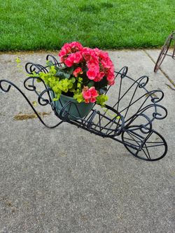 Heavy Duty Wrought Iron Planters Holder  L 34", W 18", Flowers Not Included