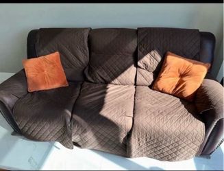 Dark Brown Leather 3-Seater Sofa