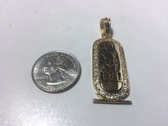 Gold Toned Egyptian Hieroglyphics Beetle Pendent Charm