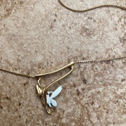 Vintage gold butterfly necklace boho enamel retro pendant chain 