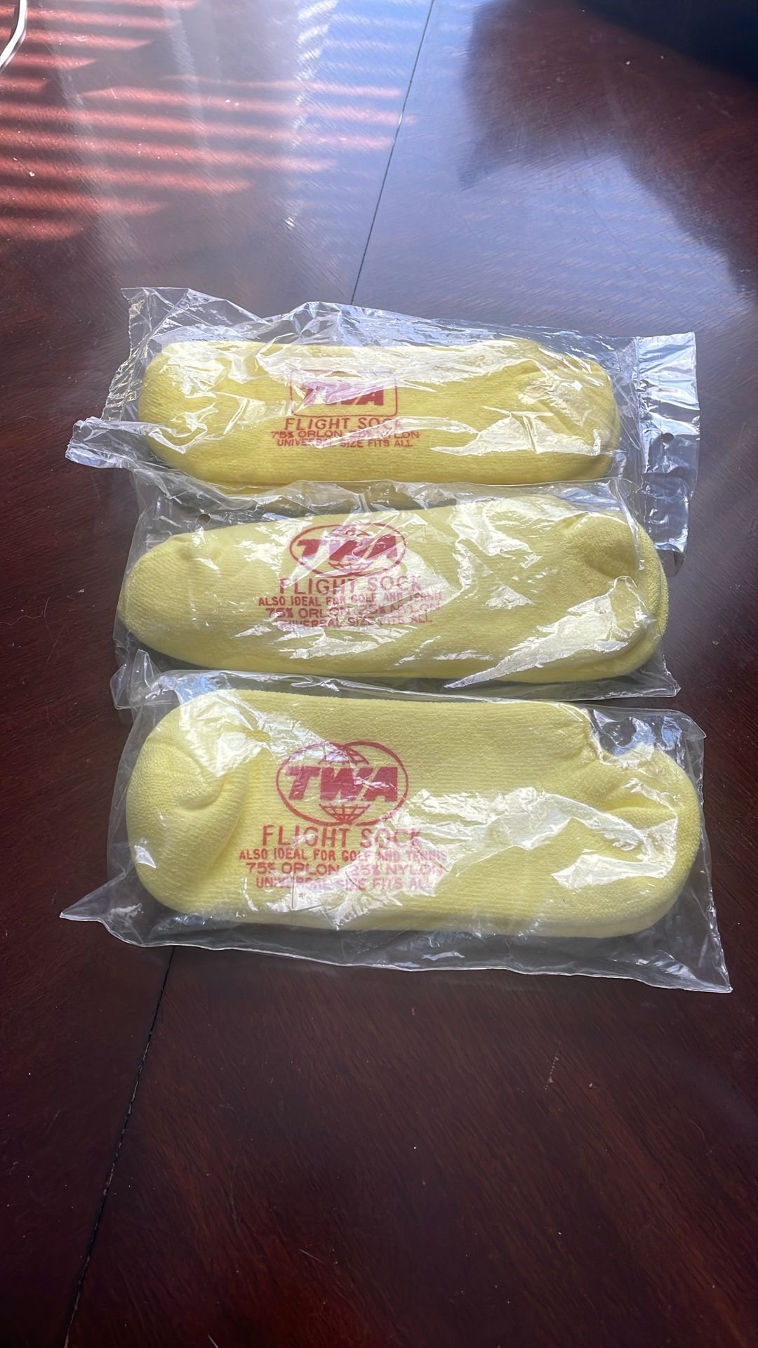 Vintage 3 Pairs TWA Flight Socks