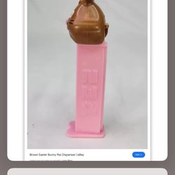 Vintage Brown Bunny Rabbit Bunny PEZ Dispenser With Pink Stem 