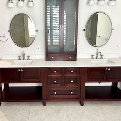 DOUBLE SINK BATHROOM VANITY WITH QUARTZ TOP
