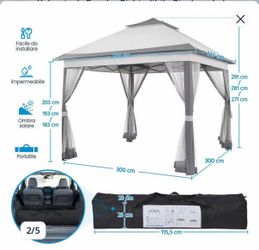F) 11’ x 11’ Pop Up Gazebo, Light Gray/Dark Gray; $75