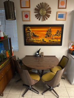 1969 Vintage Mid Century Modern Chromcraft wood laminate dining table