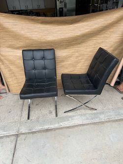 Milania Modern Button Tufted Leather Dining Chairs (Set of 2)