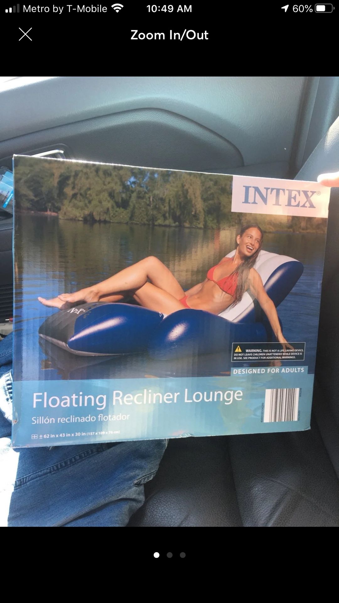 Intex floating recliner lounge