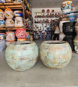 Sphere Clay Pots, Planters, Plants. Pottery, Talavera $90 cada una