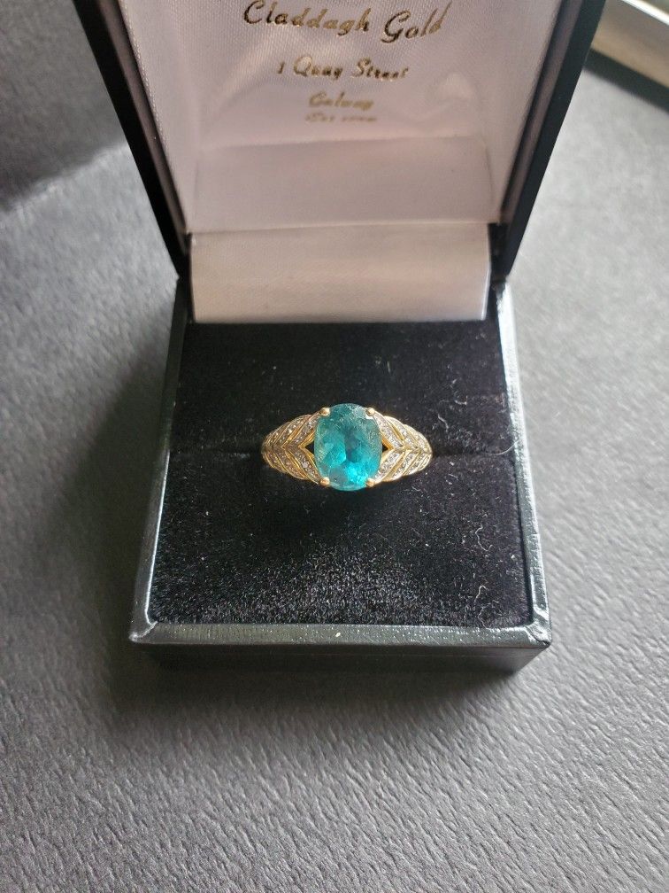 14K CHINA SAPPHIRE STONE RING REAL GEMS/GOLD