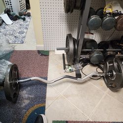 Curl Bar With 50lbs Of Weight