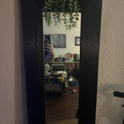 Mirror With Black Ridged Frame 