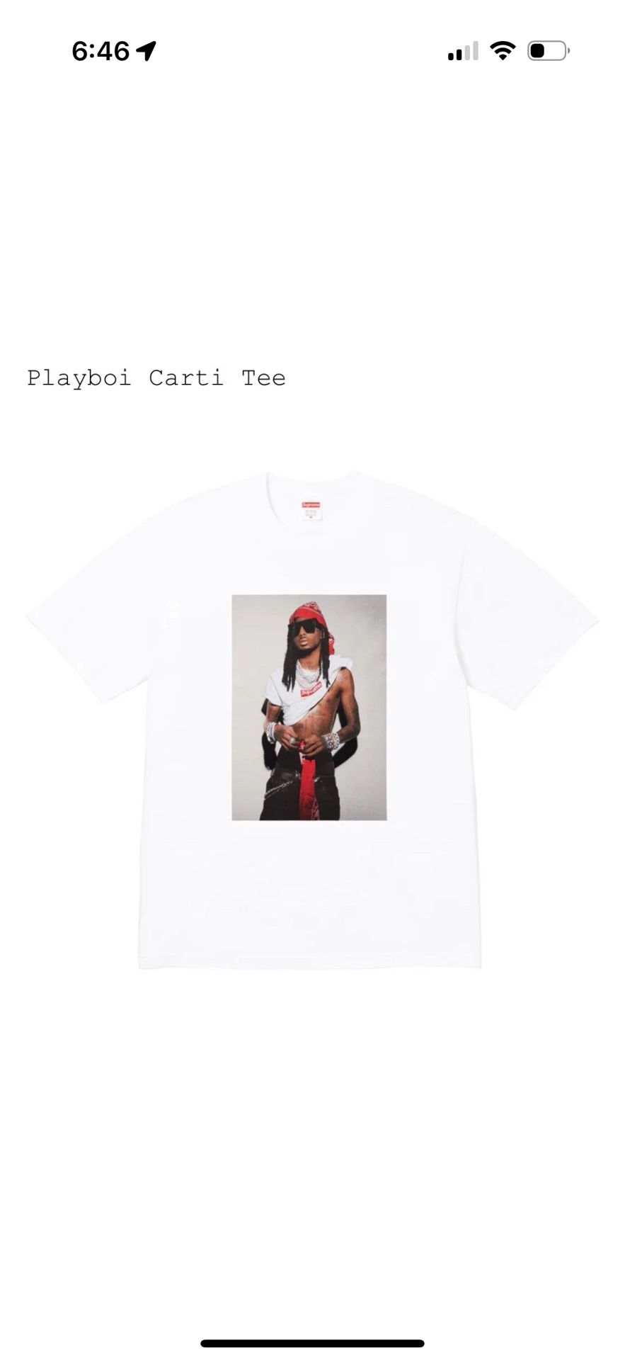 Supreme Playboi Carti Tee Shirt White Size large In hand
