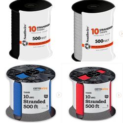 Wire # 10 new 500 ft each  black red blue and white
