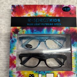 E-specs kids blue light filtering glasses  2 Pack, Anti Eyestrain, spring hinges