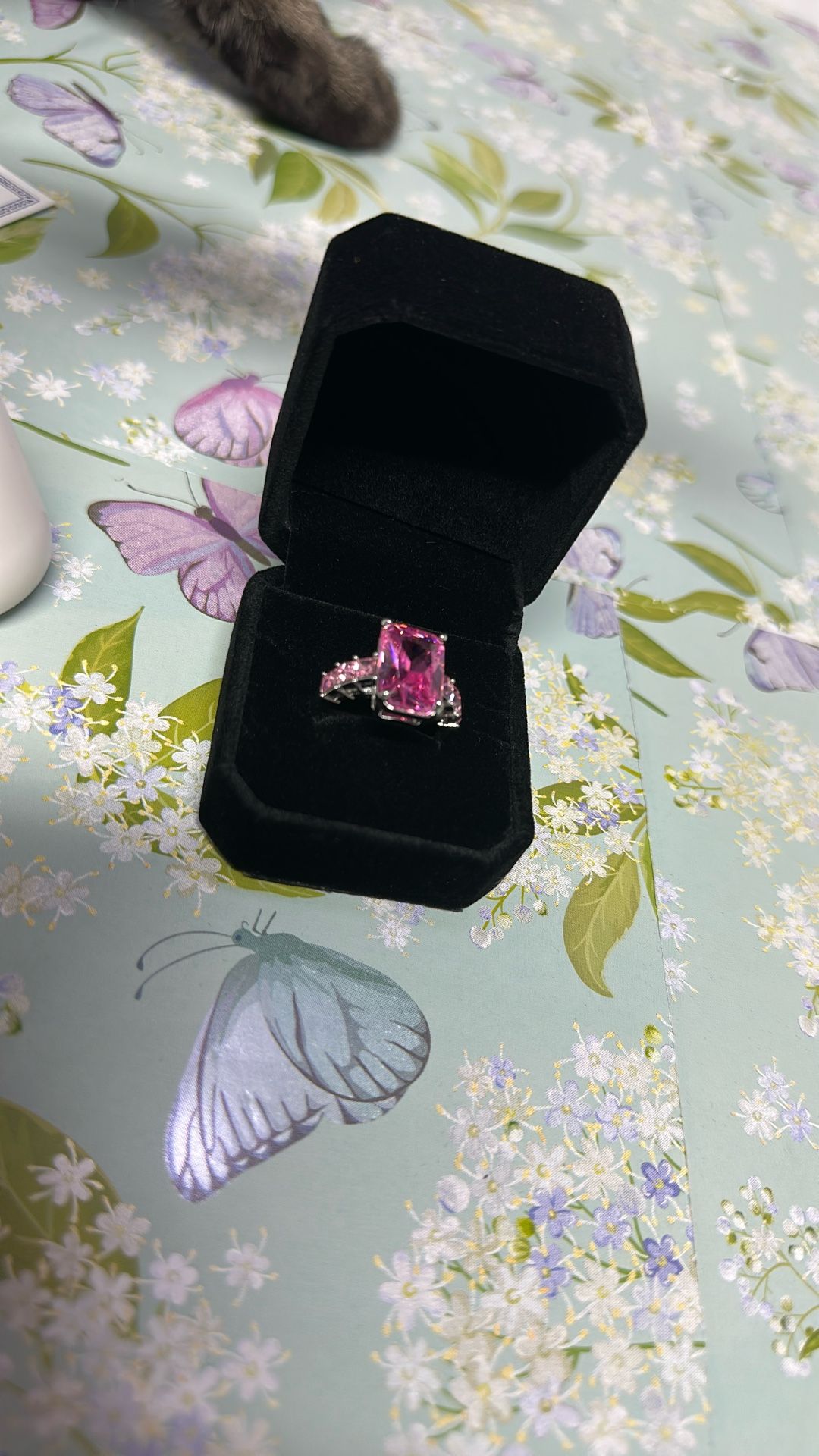 Pink Sapphire 925 Silver ring Size 8