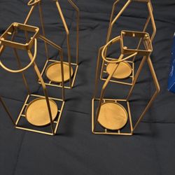 3 Gold Candle Holders 