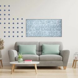 Brand New  47"X 24" Squiggles Framed Printed Canvas Blue- Threshold