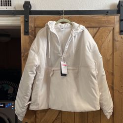 Nike 3/4 Zip Off White Puffer Pull Over  Jacket