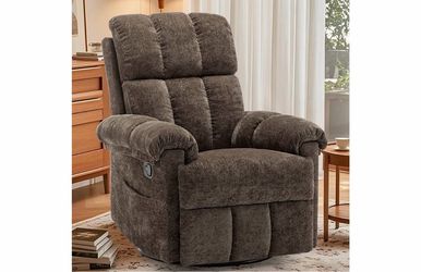 Swivel Rocker Recliner Chair for Adults, Small Recliners for Small Spaces, Upholstered Manual Recliner with Side Pockets, Nursery Rocking Chair for Li