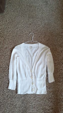 Ladies White Cardigan Sweater Size Medium