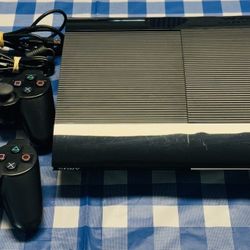 Console PS3 Super Slim Black Bundle Controllers Tested/Works Fast Shipping