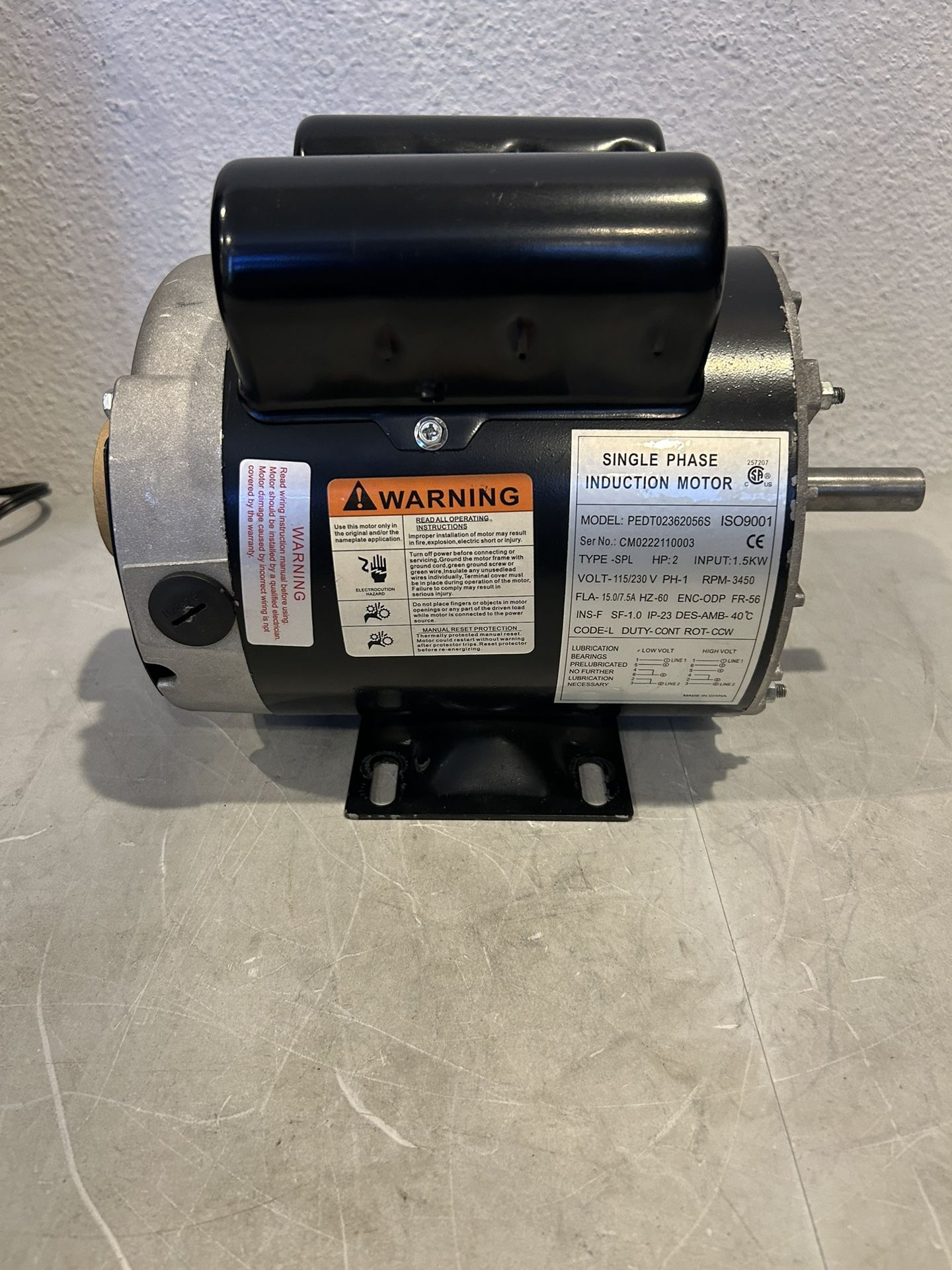 3 HP Electric Motor, 3450 RPM Compressor Duty, 56 Frame, 115/230V Single Phase – All-Carb DP120356SL-823894