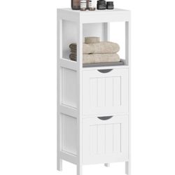 Storage Cabinet, Storage Organizer Rack Stand for Bathroom, Living Room, Bedroom, Multifunctional Corner Unit, 2 Drawers, 35 Inches in Hei