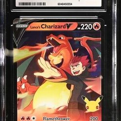 Pokemon TCG Lance's Charizard V 2021 Black Star Promos - Sword & Shield Celebrations (Holo) CGC 8.5
