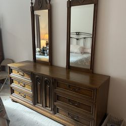 Solid Wood Antique Dresser 70 Inches Long 