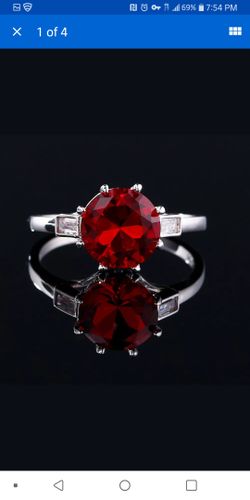 Elegant silver s925 created ruby ring size 10
