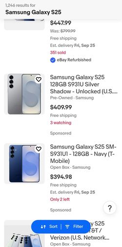 $200. 💙 Blue Samsung Galaxy S25