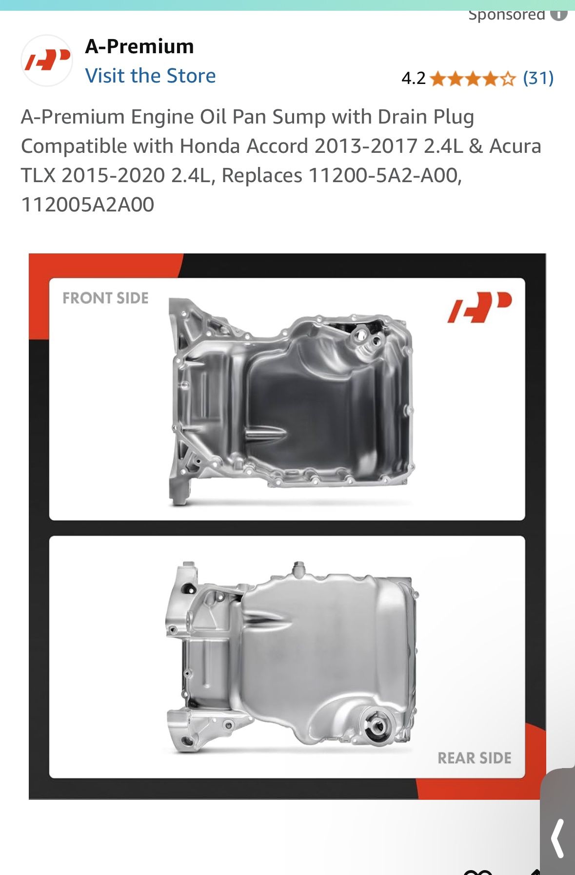 Honda Acura Oil Pan