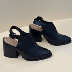 Black Heeled Mules