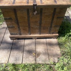 Antique wood trunk