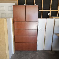 Large beautiful wood file cabinet for sale.
