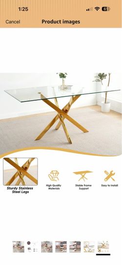 Glass table dining room set