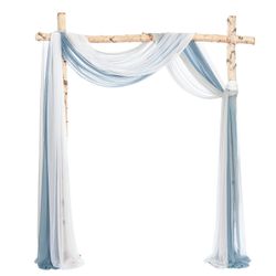 Ling's Moment Wedding Arch Draping Fabric 3 Panels 20Ft Blue Chiffon Fabric,Sheer Hanging Drapes Arrangement For Wedding Ceremony Backdrop Party Swag 