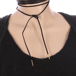 NECKLACE 2 PC FAUX LEATHER CHOKER FAUX SUEDE WRAPAROUND 12 INCH LONG 68 INCH LONG NICKEL AND LEAD COMPLIANT