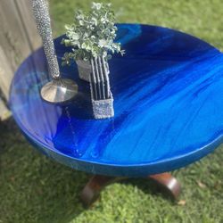 Round Side Table Epoxy Top 