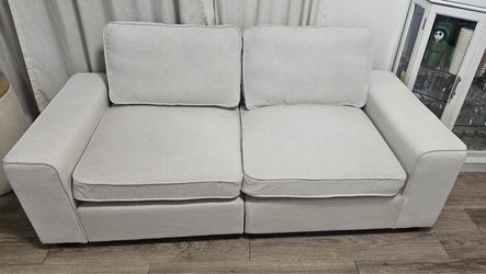 Light beige Fabric Loveseat Sofa