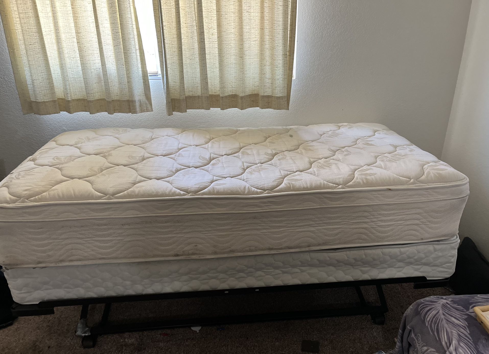 Twin Mattress, Collapsible Bed Frame, Stool